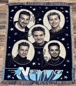 Vintage NSYNC Throw Blanket Boy Band Music Tapestry Northwest Company 54”x44”